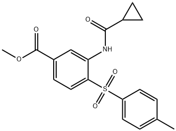 Methyl 3-[(cyclopropylcarbonyl)amino]-4-[(4-methylphenyl)sulfonyl]benzenecarboxylate 结构式
