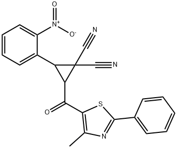 2-[(4-METHYL-2-PHENYL-1,3-THIAZOL-5-YL)CARBONYL]-3-(2-NITROPHENYL)-1,1-CYCLOPROPANEDICARBONITRILE 结构式