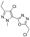 2-(4-CHLORO-3-ETHYL-1-METHYL-1H-PYRAZOL-5-YL)-5-(CHLOROMETHYL)-1,3,4-OXADIAZOLE 结构式