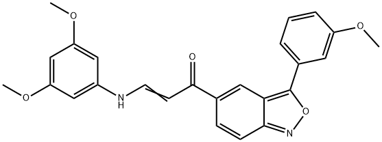 (E)-3-(3,5-DIMETHOXYANILINO)-1-[3-(3-METHOXYPHENYL)-2,1-BENZISOXAZOL-5-YL]-2-PROPEN-1-ONE 结构式