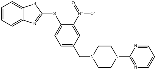 1,3-BENZOTHIAZOL-2-YL 2-NITRO-4-([4-(2-PYRIMIDINYL)PIPERAZINO]METHYL)PHENYL SULFIDE 结构式