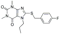 8-[(4-FLUOROBENZYL)THIO]-1,3-DIMETHYL-7-PROPYL-3,7-DIHYDRO-1H-PURINE-2,6-DIONE 结构式