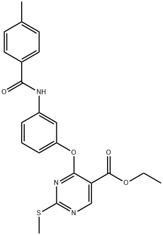 ETHYL 4-(3-[(4-METHYLBENZOYL)AMINO]PHENOXY)-2-(METHYLSULFANYL)-5-PYRIMIDINECARBOXYLATE 结构式