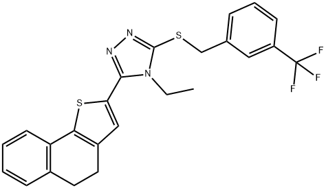 3-(4,5-DIHYDRONAPHTHO[1,2-B]THIOPHEN-2-YL)-4-ETHYL-5-([3-(TRIFLUOROMETHYL)BENZYL]SULFANYL)-4H-1,2,4-TRIAZOLE 结构式