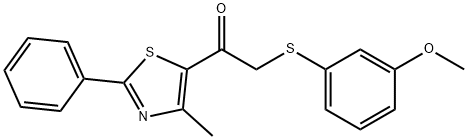 2-((3-甲氧基苯基)硫基)-1-(4-甲基-2-苯基噻唑-5-基)乙-1-酮 结构式