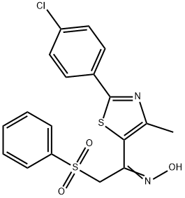 1-[2-(4-CHLOROPHENYL)-4-METHYL-1,3-THIAZOL-5-YL]-2-(PHENYLSULFONYL)-1-ETHANONE OXIME 结构式