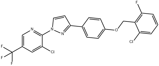 2-CHLORO-6-FLUOROBENZYL 4-(1-[3-CHLORO-5-(TRIFLUOROMETHYL)-2-PYRIDINYL]-1H-PYRAZOL-3-YL)PHENYL ETHER 结构式