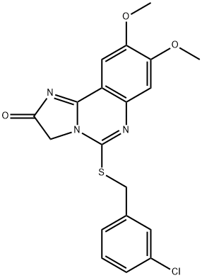 5-[(3-CHLOROBENZYL)SULFANYL]-8,9-DIMETHOXYIMIDAZO[1,2-C]QUINAZOLIN-2(3H)-ONE 结构式
