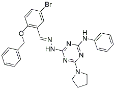 (E)-4-(2-(2-(BENZYLOXY)-5-BROMOBENZYLIDENE)HYDRAZINYL)-N-PHENYL-6-(PYRROLIDIN-1-YL)-1,3,5-TRIAZIN-2-AMINE 结构式