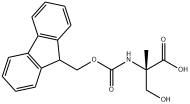 (S)-2-((((9H-芴-9-基)甲氧基)羰基)氨基)-3-羟基-2-甲基丙酸 结构式