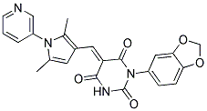 (5E)-1-(1,3-BENZODIOXOL-5-YL)-5-[(2,5-DIMETHYL-1-PYRIDIN-3-YL-1H-PYRROL-3-YL)METHYLENE]PYRIMIDINE-2,4,6(1H,3H,5H)-TRIONE 结构式