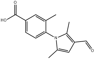 4-(3-甲酰基-2,5-二甲基-1H-吡咯-1-基)-3-甲基苯甲酸 结构式