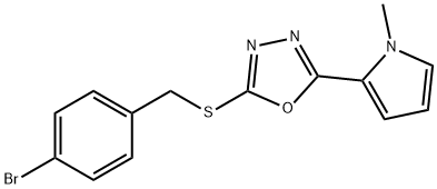2-[(4-Bromobenzyl)sulfanyl]-5-(1-methyl-1H-pyrrol-2-yl)-1,3,4-oxadiazole 结构式