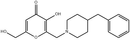 2-[(4-BENZYLPIPERIDINO)METHYL]-3-HYDROXY-6-(HYDROXYMETHYL)-4H-PYRAN-4-ONE 结构式