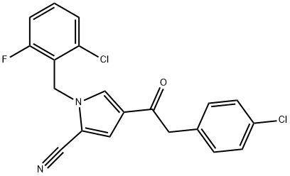 1-(2-CHLORO-6-FLUOROBENZYL)-4-[2-(4-CHLOROPHENYL)ACETYL]-1H-PYRROLE-2-CARBONITRILE 结构式