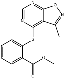 METHYL 2-[(3-METHYLISOXAZOLO[5,4-D]PYRIMIDIN-4-YL)SULFANYL]BENZENECARBOXYLATE 结构式