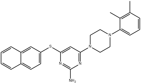 4-[4-(2,3-DIMETHYLPHENYL)PIPERAZINO]-6-(2-NAPHTHYLSULFANYL)-2-PYRIMIDINAMINE 结构式