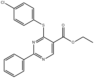 ETHYL 4-[(4-CHLOROPHENYL)SULFANYL]-2-PHENYL-5-PYRIMIDINECARBOXYLATE 结构式