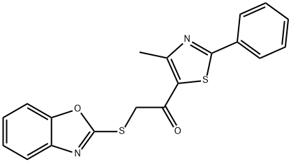2-(苯并[D]噁唑-2-基硫)-1-(4-甲基-2-苯基噻唑-5-基)乙-1-酮 结构式
