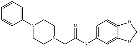 N-BENZO[D]1,3-DIOXOLEN-5-YL-2-(4-PHENYLPIPERAZINYL)ETHANAMIDE 结构式