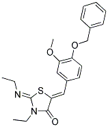 (2Z,5Z)-5-(4-(BENZYLOXY)-3-METHOXYBENZYLIDENE)-3-ETHYL-2-(ETHYLIMINO)THIAZOLIDIN-4-ONE 结构式