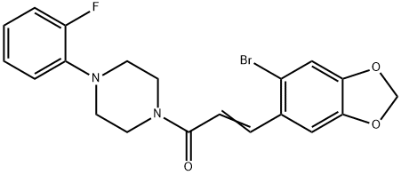 (E)-3-(6-BROMO-1,3-BENZODIOXOL-5-YL)-1-[4-(2-FLUOROPHENYL)PIPERAZINO]-2-PROPEN-1-ONE 结构式