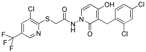2-([3-CHLORO-5-(TRIFLUOROMETHYL)-2-PYRIDINYL]SULFANYL)-N-[3-(2,4-DICHLOROBENZYL)-4-HYDROXY-2-OXO-1(2H)-PYRIDINYL]ACETAMIDE 结构式