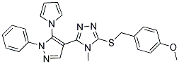 3-[(4-METHOXYBENZYL)SULFANYL]-4-METHYL-5-[1-PHENYL-5-(1H-PYRROL-1-YL)-1H-PYRAZOL-4-YL]-4H-1,2,4-TRIAZOLE 结构式