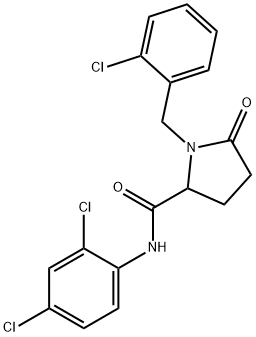 1-(2-CHLOROBENZYL)-N-(2,4-DICHLOROPHENYL)-5-OXO-2-PYRROLIDINECARBOXAMIDE 结构式