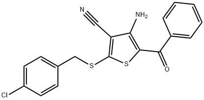 4-Amino-5-benzoyl-2-[(4-chlorobenzyl)sulfanyl]-3-thiophenecarbonitrile 结构式