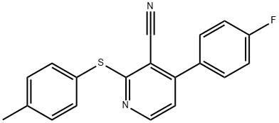 4-(4-FLUOROPHENYL)-2-[(4-METHYLPHENYL)SULFANYL]NICOTINONITRILE 结构式