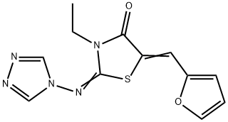 3-ETHYL-5-[(Z)-2-FURYLMETHYLIDENE]-2-(4H-1,2,4-TRIAZOL-4-YLIMINO)-1,3-THIAZOLAN-4-ONE 结构式