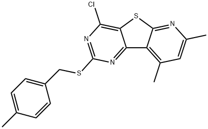 4-CHLORO-7,9-DIMETHYL-2-[(4-METHYLBENZYL)SULFANYL]PYRIDO[3',2':4,5]THIENO[3,2-D]PYRIMIDINE 结构式