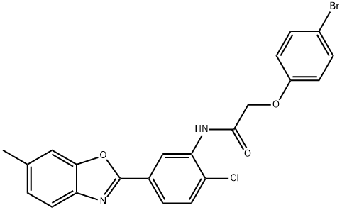 2-(4-BROMOPHENOXY)-N-[2-CHLORO-5-(6-METHYL-1,3-BENZOXAZOL-2-YL)PHENYL]ACETAMIDE 结构式