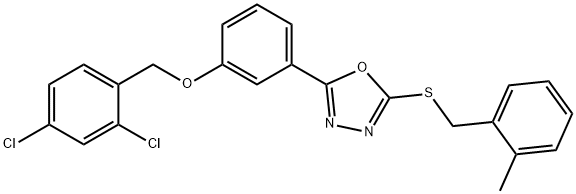 2,4-DICHLOROBENZYL 3-(5-[(2-METHYLBENZYL)SULFANYL]-1,3,4-OXADIAZOL-2-YL)PHENYL ETHER 结构式