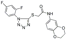 2-{[1-(2,4-DIFLUOROPHENYL)-1H-TETRAZOL-5-YL]THIO}-N-2,3-DIHYDRO-1,4-BENZODIOXIN-6-YLACETAMIDE 结构式