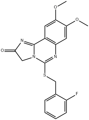 5-[(2-FLUOROBENZYL)SULFANYL]-8,9-DIMETHOXYIMIDAZO[1,2-C]QUINAZOLIN-2(3H)-ONE 结构式