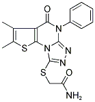 2-[(2,3-DIMETHYL-4-OXO-5-PHENYL-4,5-DIHYDROTHIENO[3,2-E][1,2,4]TRIAZOLO[4,3-A]PYRIMIDIN-8-YL)THIO]ACETAMIDE 结构式