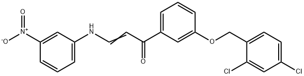 (E)-1-(3-[(2,4-DICHLOROBENZYL)OXY]PHENYL)-3-(3-NITROANILINO)-2-PROPEN-1-ONE 结构式