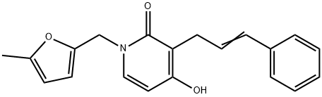 4-HYDROXY-1-[(5-METHYL-2-FURYL)METHYL]-3-[(E)-3-PHENYL-2-PROPENYL]-2(1H)-PYRIDINONE 结构式