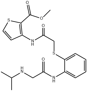 METHYL 3-((2-[(2-([2-(ISOPROPYLAMINO)ACETYL]AMINO)PHENYL)SULFANYL]ACETYL)AMINO)-2-THIOPHENECARBOXYLATE 结构式