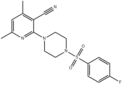 2-(4-[(4-FLUOROPHENYL)SULFONYL]PIPERAZINO)-4,6-DIMETHYLNICOTINONITRILE 结构式
