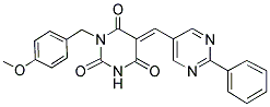 (5E)-1-(4-METHOXYBENZYL)-5-[(2-PHENYLPYRIMIDIN-5-YL)METHYLENE]PYRIMIDINE-2,4,6(1H,3H,5H)-TRIONE 结构式
