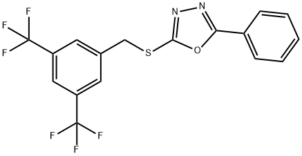 2-([3,5-Bis(trifluoromethyl)benzyl]sulfanyl)-5-phenyl-1,3,4-oxadiazole 结构式