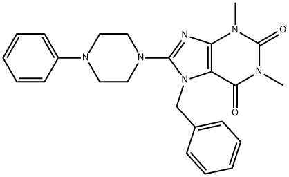 7-Benzyl-1,3-dimethyl-8-(4-phenylpiperazin-1-yl)-3,7-dihydro-1H-purine-2,6-dione 结构式