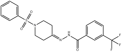 N'-[1-(PHENYLSULFONYL)-4-PIPERIDINYLIDENE]-3-(TRIFLUOROMETHYL)BENZENECARBOHYDRAZIDE 结构式