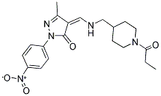 (Z)-3-METHYL-1-(4-NITROPHENYL)-4-(((1-PROPIONYLPIPERIDIN-4-YL)METHYLAMINO)METHYLENE)-1H-PYRAZOL-5(4H)-ONE 结构式