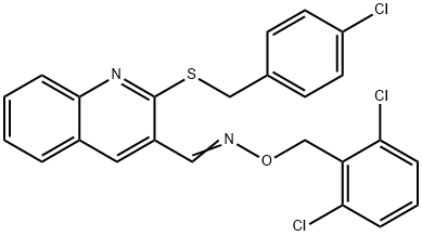 2-[(4-CHLOROBENZYL)SULFANYL]-3-QUINOLINECARBALDEHYDE O-(2,6-DICHLOROBENZYL)OXIME 结构式