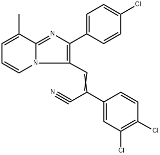 (Z)-3-[2-(4-Chlorophenyl)-8-methylimidazo[1,2-a]pyridin-3-yl]-2-(3,4-dichlorophenyl)-2-propenenitrile 结构式