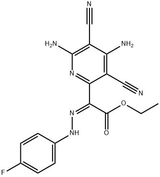 Ethyl 2-(4,6-diamino-3,5-dicyano-2-pyridinyl)-2-[(Z)-2-(4-fluorophenyl)hydrazono]acetate 结构式